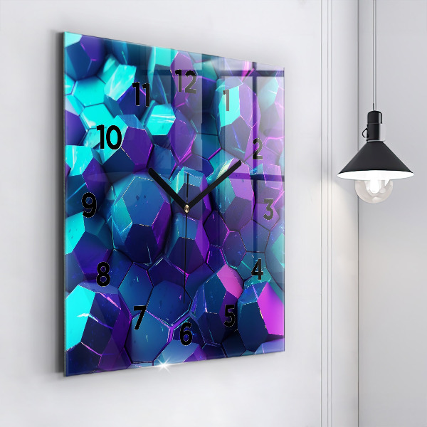 Square glass wall clock Geometric figures