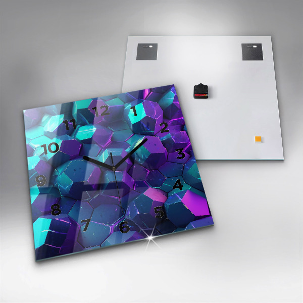 Square glass wall clock Geometric figures