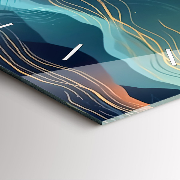 Square glass wall clock Mountain landscape