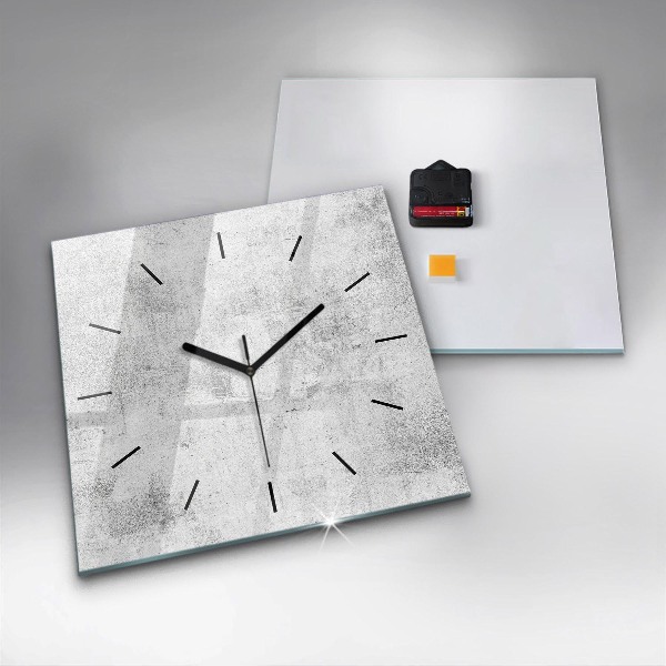 Square glass wall clock Concrete wall