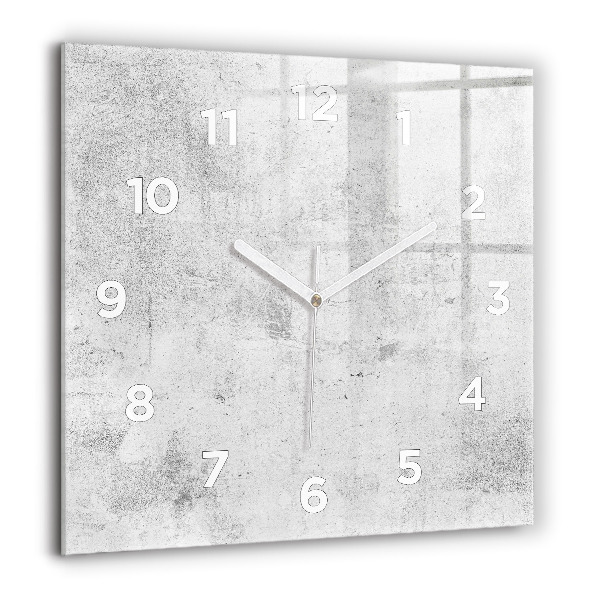 Square glass wall clock Concrete wall