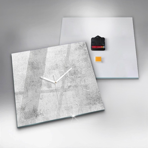 Square glass wall clock Concrete wall