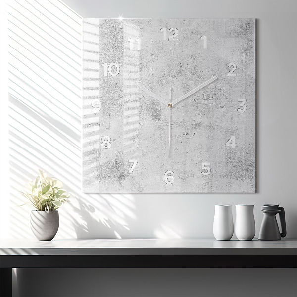 Square glass wall clock Concrete wall