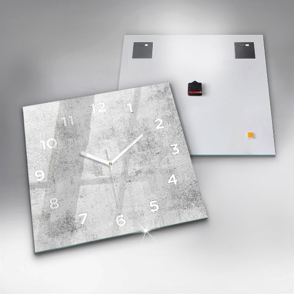 Square glass wall clock Concrete wall