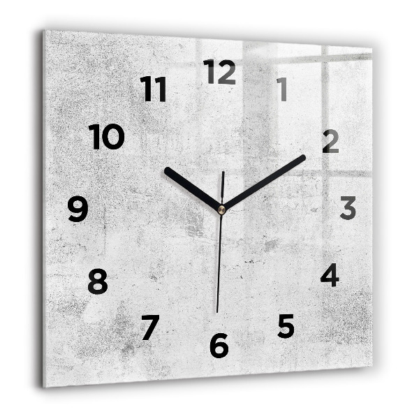 Square glass wall clock Concrete wall