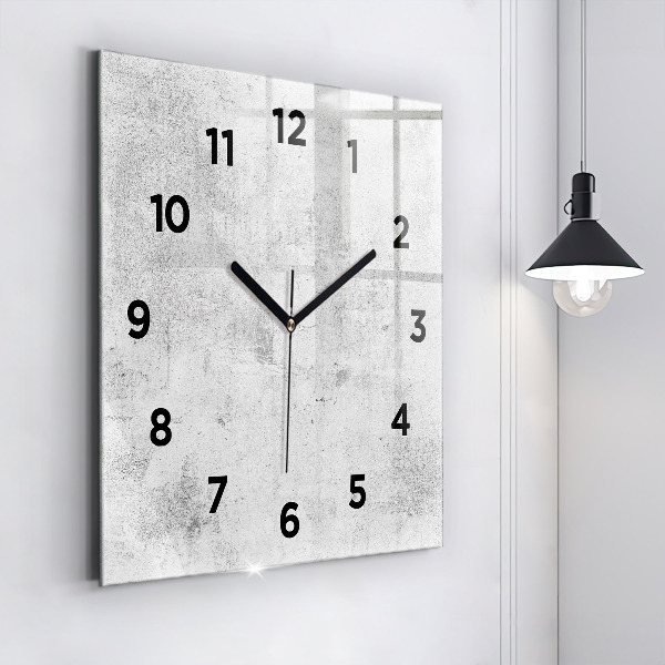 Square glass wall clock Concrete wall
