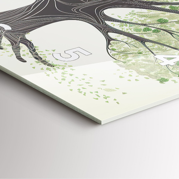 Square glass wall clock Big tree nature