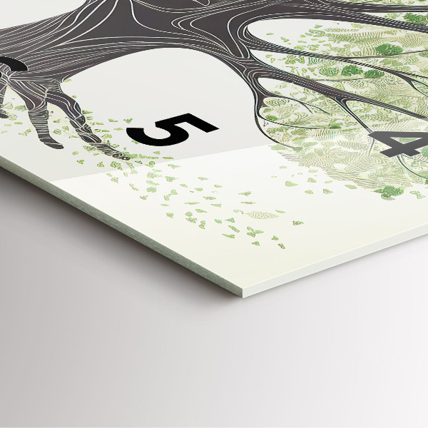 Square glass wall clock Big tree nature