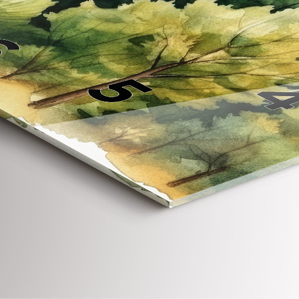 Square glass wall clock Landscape forest