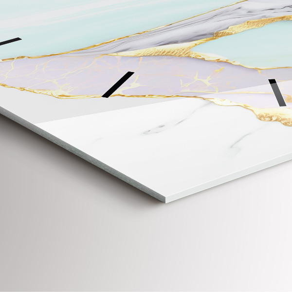 Square glass wall clock Marble pattern