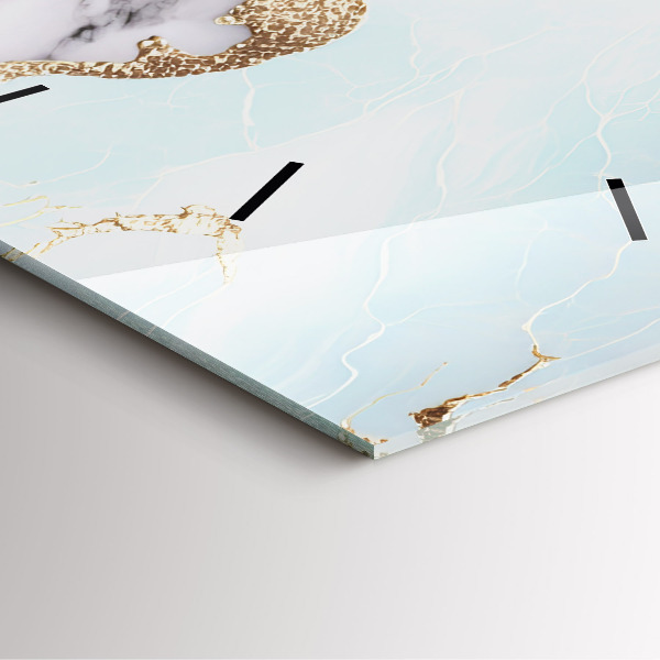 Square glass wall clock Pastel marble