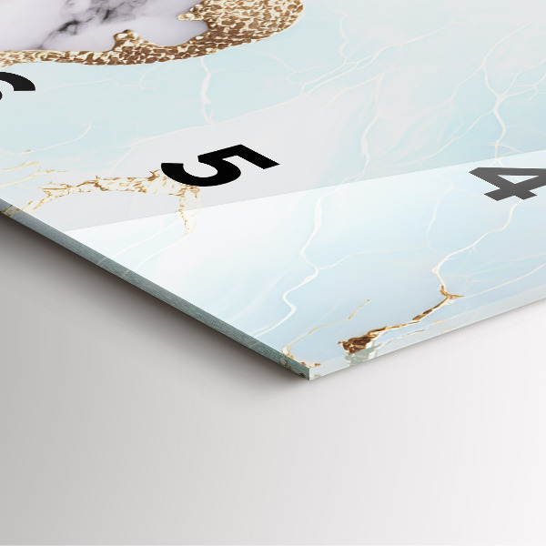 Square glass wall clock Pastel marble