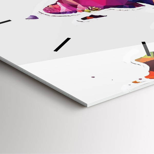 Square glass wall clock World map triangles