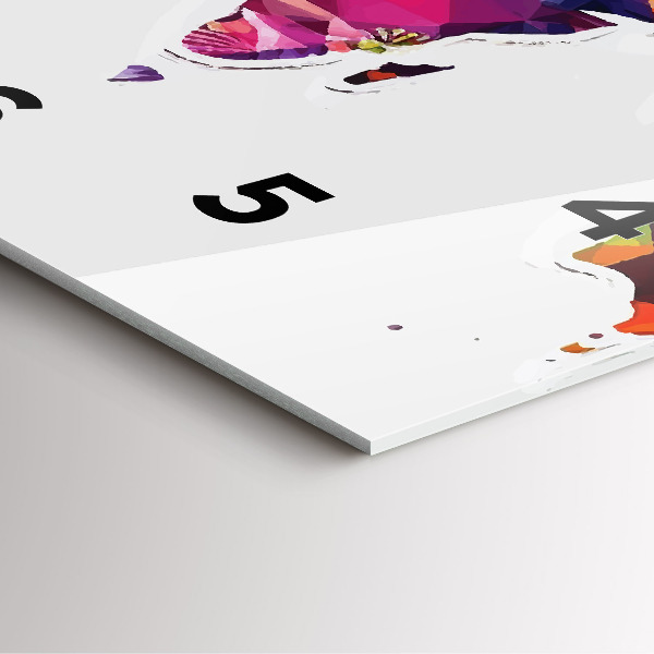 Square glass wall clock World map triangles