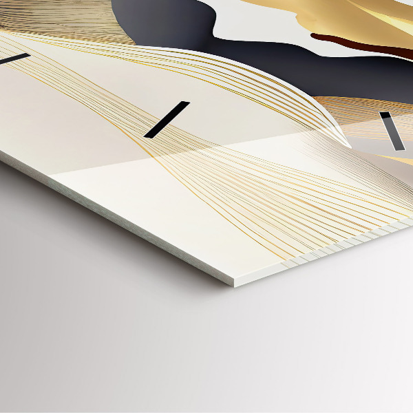 Square glass wall clock Abstract golden mountains