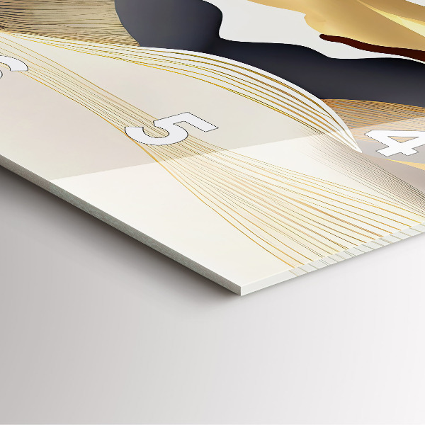 Square glass wall clock Abstract golden mountains