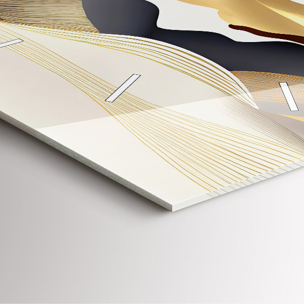 Square glass wall clock Abstract golden mountains