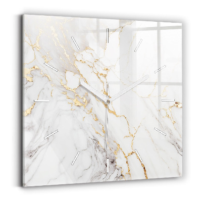 Square glass wall clock Decorative marble