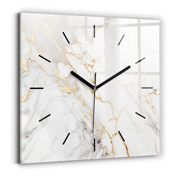 Square glass wall clock Decorative marble