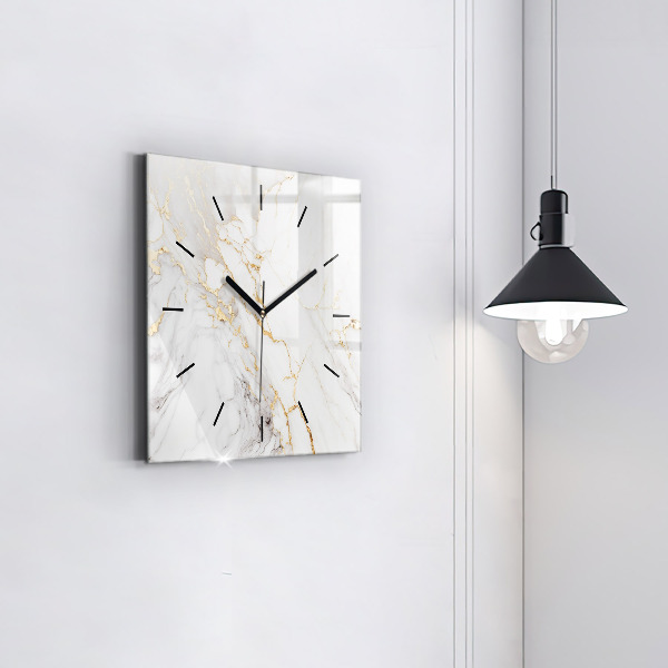 Square glass wall clock Decorative marble