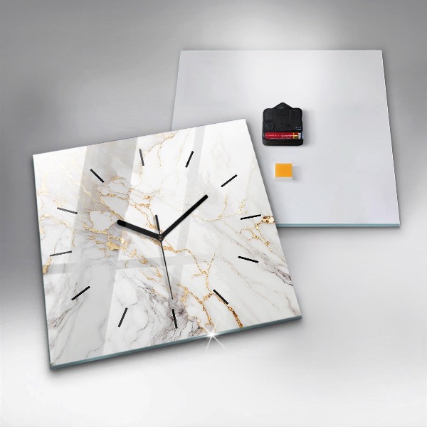 Square glass wall clock Decorative marble