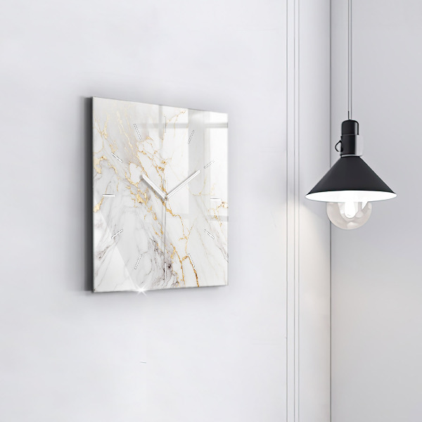 Square glass wall clock Decorative marble