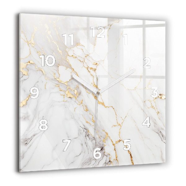 Square glass wall clock Decorative marble