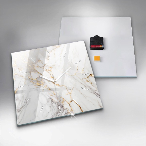 Square glass wall clock Decorative marble