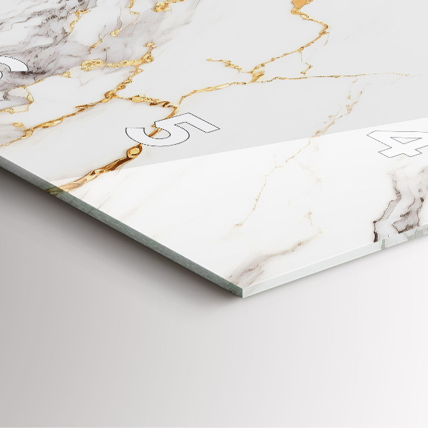 Square glass wall clock Decorative marble