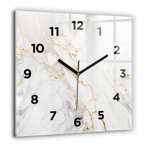 Square glass wall clock Decorative marble