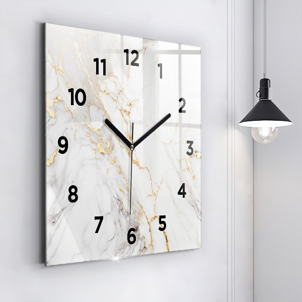 Square glass wall clock Decorative marble