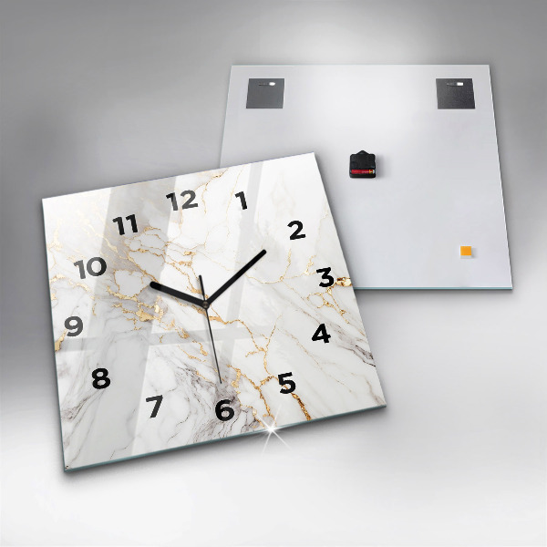 Square glass wall clock Decorative marble