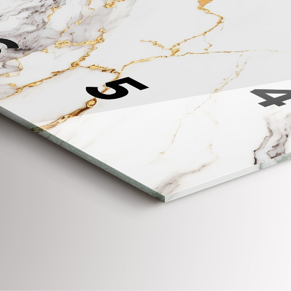 Square glass wall clock Decorative marble