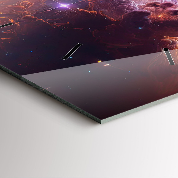 Square glass wall clock The cosmic world of stars