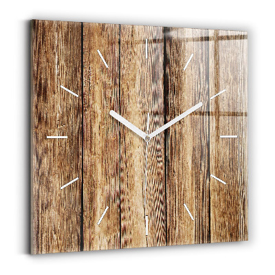 Square glass wall clock Wooden boards