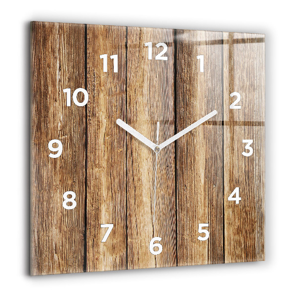 Square glass wall clock Wooden boards