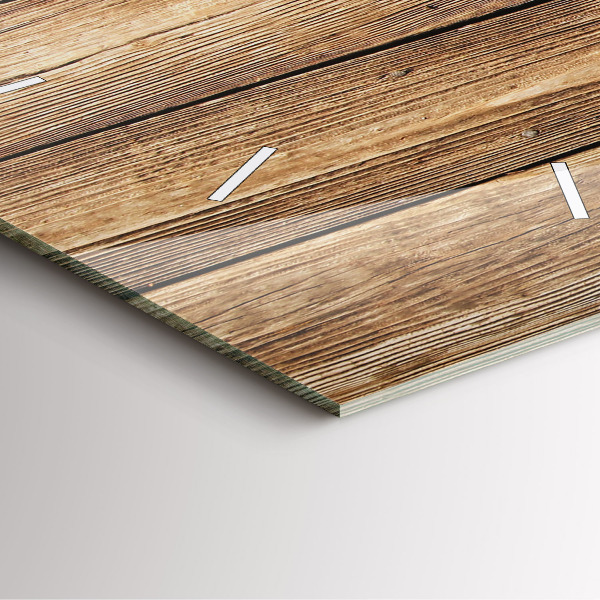 Square glass wall clock Wooden boards