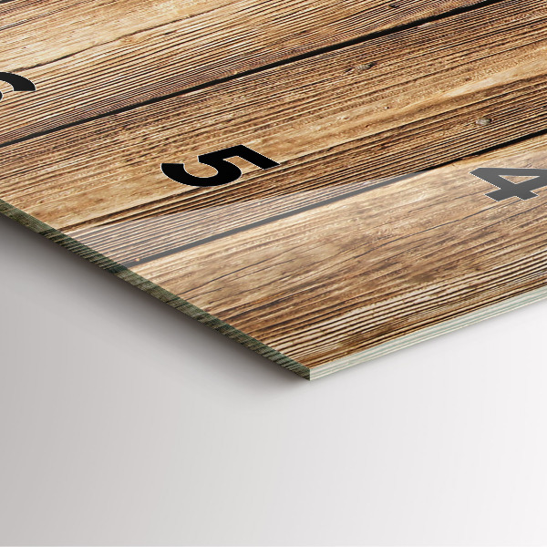 Square glass wall clock Wooden boards