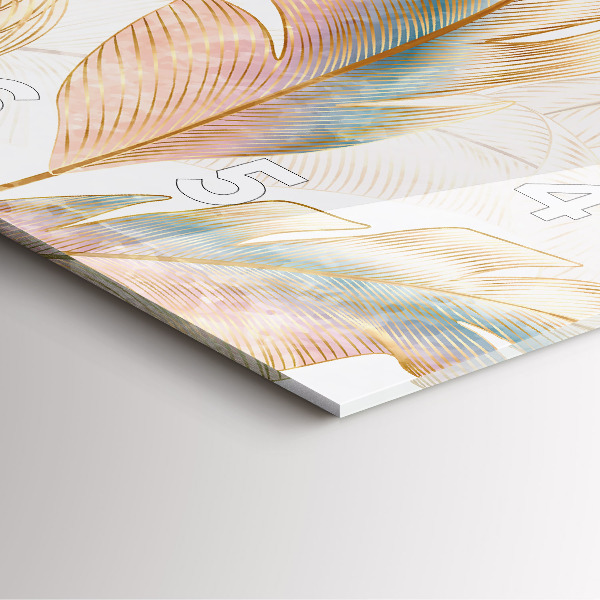 Square glass wall clock Nature leaf pattern