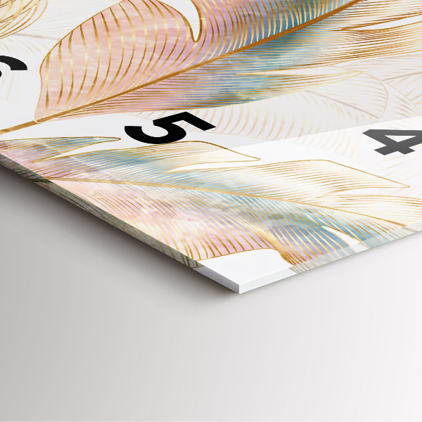 Square glass wall clock Nature leaf pattern