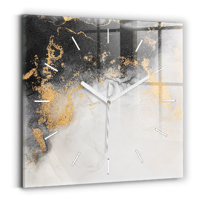 Square glass wall clock Artistic marble