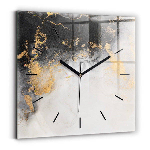 Square glass wall clock Artistic marble