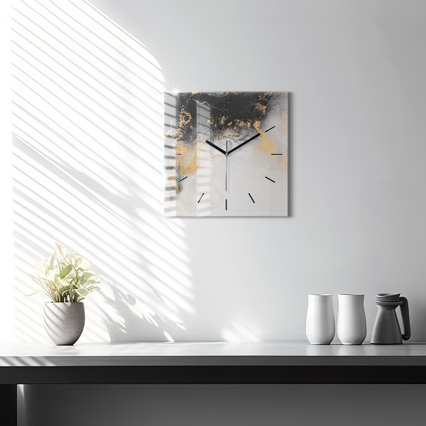 Square glass wall clock Artistic marble