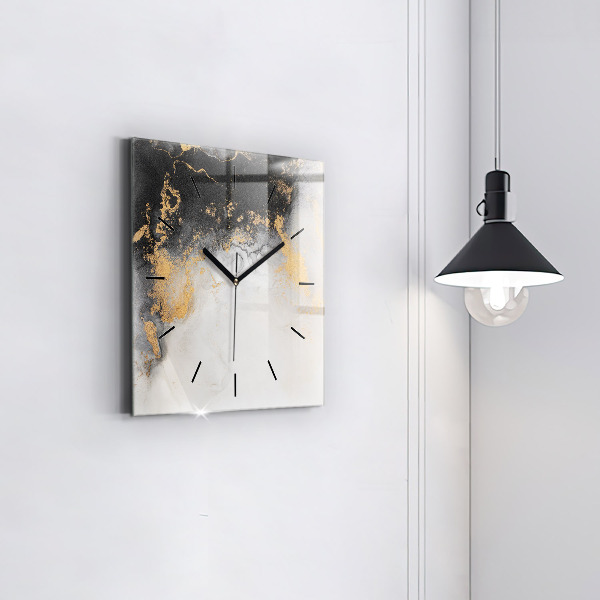 Square glass wall clock Artistic marble