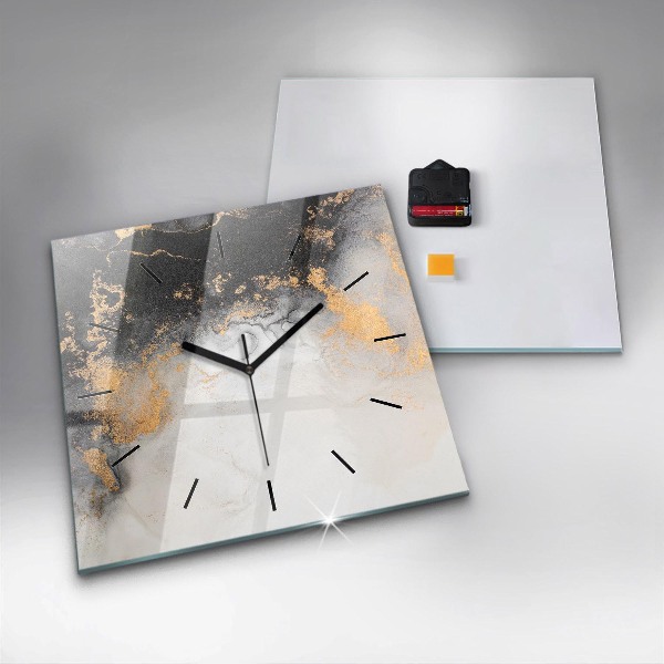 Square glass wall clock Artistic marble