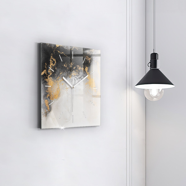 Square glass wall clock Artistic marble