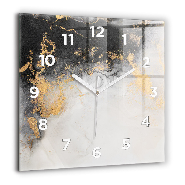 Square glass wall clock Artistic marble