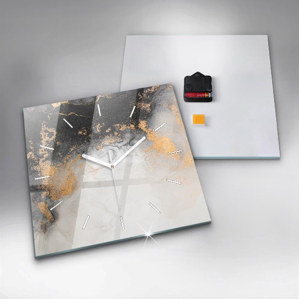 Square glass wall clock Artistic marble