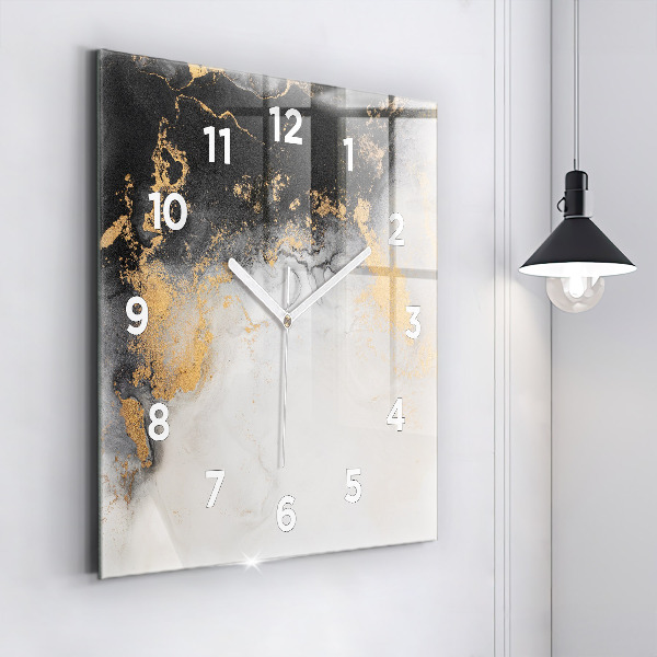 Square glass wall clock Artistic marble