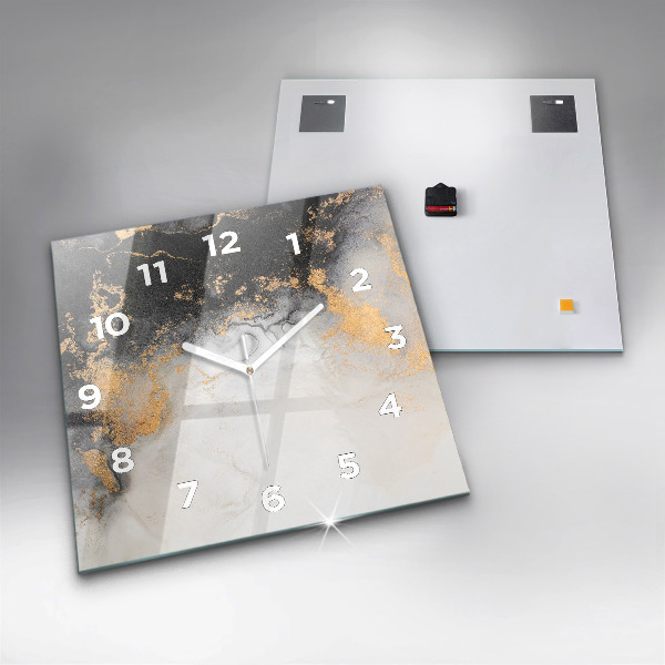 Square glass wall clock Artistic marble